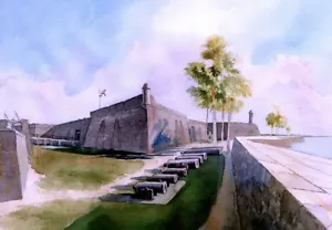 Fuerte Castillo de San Marcos, San Agustín Florida. Tarjetas de notas artísticas de James Mann - Imagen 1 de 2