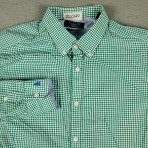 Penguin Shirt Mens 15.5 Green Check Dress Button Up Long Sleeve - Picture 1 of 6