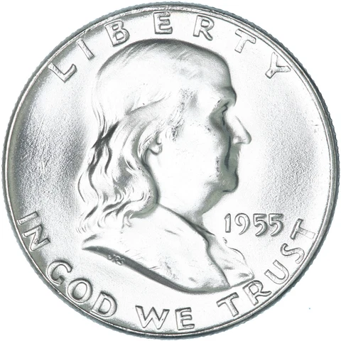 1955 (P) Franklin Half Dollar Bugs Bunny BU 90% Silver US Coin See Pics V379 Cover