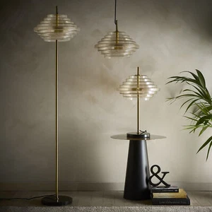 Amber Copper Glass Table lamp, Floor Lamp or Ceiling Pendant Brass & Marble - Picture 1 of 11