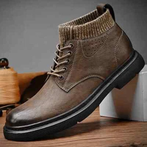 Genuine Leather Men's Casual Boots Leisure Comfortable Motorcycle Driving Shoes - Picture 1 of 26