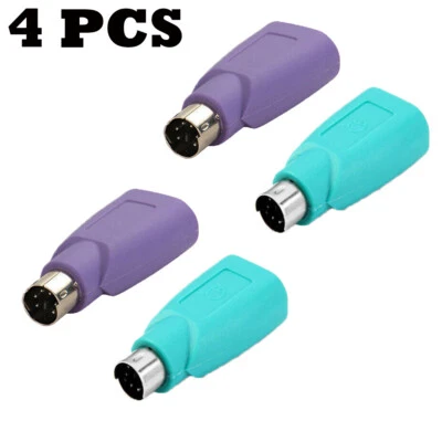 4 Pcs PS/2 Male to USB Female Converter Adapter for Mouse Keyboard Scanner - Image 1 of 4