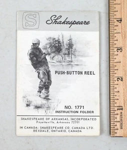 Vintage Shakespeare Push Button Reel Instruction Folder N. 1771 Manual  - Picture 1 of 4