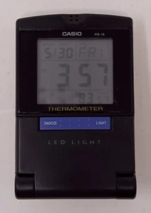 Vintage Casio Travel Clock PQ15 DQ-750-2 w/ Temperature & Light - Tested - Picture 1 of 5