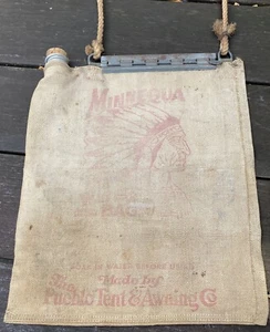Vintage Minnequa Flax Water Canvas Bag Pueblo Tent & Awning Co. Indian logo#M - Picture 1 of 9
