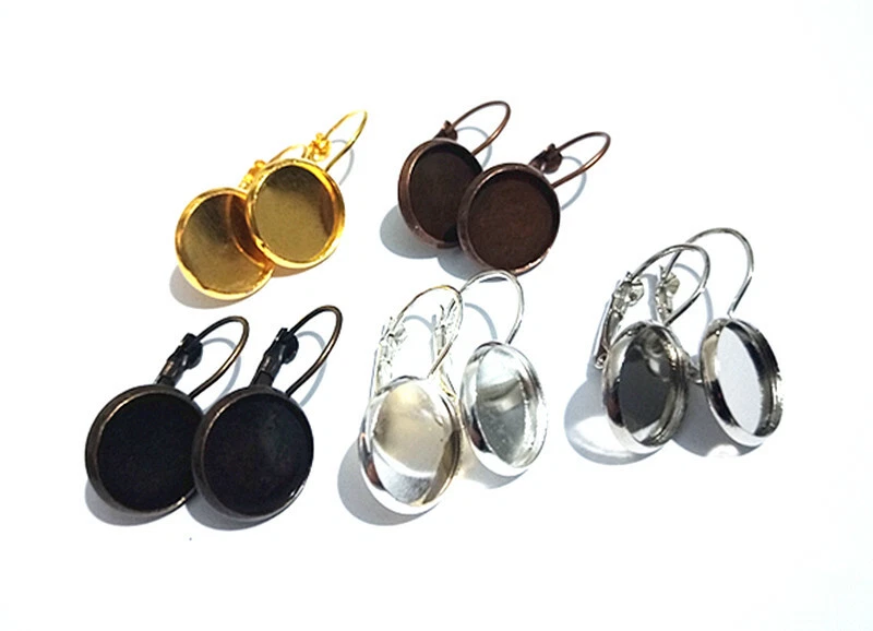 3coppie base orecchini con castone in ottone 25x14mm interno 12mm colori vari - Immagine 1 di 1