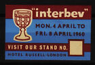 alte englische reklamemarke 1960 interbev, hotel russell, london  /0512