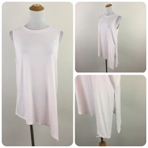 ATHLETA Womens sz Medium Pink High Low Asymmetric Slit Hem High Neckline Top - Picture 1 of 11