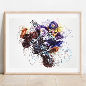 Waluigi Kart Ballpoint Pen Print, Super Mario Art Poster - Imagen 1 de 3