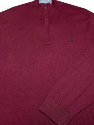 Nautica Mens 1/2 Zip Long Sleeve Burgundy Cotton Polyester Sweater 3X 3XL XXXL - Image 1 of 4
