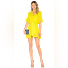 Tanya Taylor Mini Wrap Dress Lemon Brandy