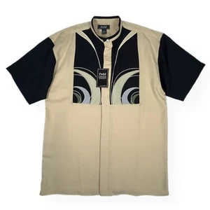 Vintage Trust Shirt Men XL Couture Collection Short Sleeve Button Up Band Collar - Picture 1 of 11