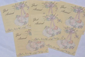 Lot (6) Vintage Baby Announcement “Just Arrived” Cards “Sunshine Line” UNUSED - Picture 1 of 8