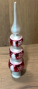 "Árbol de Navidad Kurt Adler acabado vidrio rojo blanco brillo copo de nieve adorno 16""" - Imagen 1 de 13