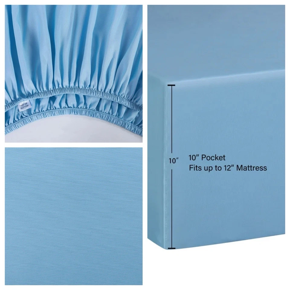 Sábana bajera/colchón ajustable de microfibra de poliéster azul claro nuevas sin etiquetas tamaño completo   Foto 1 de 4