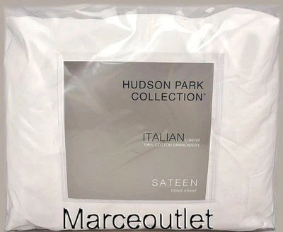 Sábana Ajustable Hudson Park Tivoli Italiana Algodón Satén KING Blanca Foto 1 de 4