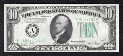 FR. 2009-A 1934-D $10 FRN FEDERAL RESERVE NOTE BOSTON, MA GEM UNCIRCULATED - Image 1 of 2