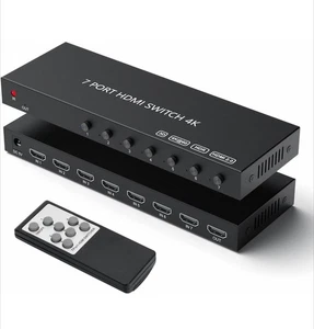 7 Way HDMI Switch 4k@60Hz HDMI Switcher 7 in 1 Out HDCP 2.0 Manual HDMI 2.0 Hub - Picture 1 of 6