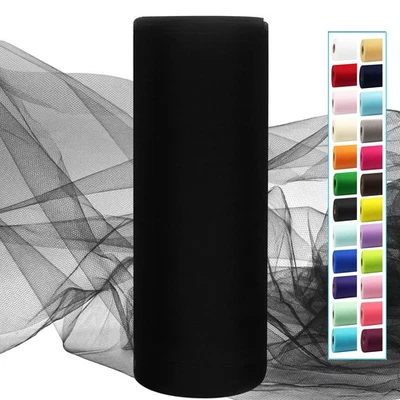 Rolos de tecido de tule preto 54 polegadas por 40 jardas parafuso de tule de tecido para casamento Ha... - Imagem 1 de 4