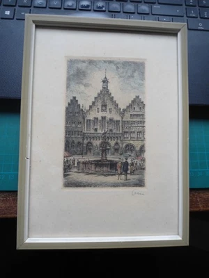 Bild gerahmt (Druck?) Frankfurt-Römer - Bild 1 von 4