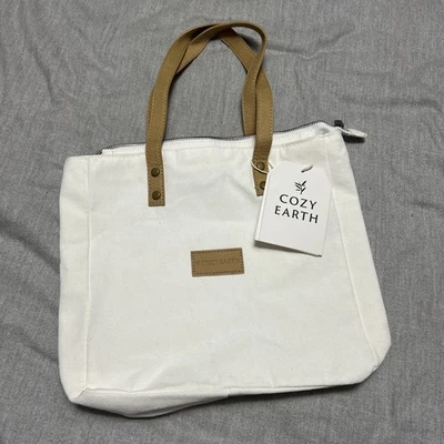 Bolso de Mano Cozy Earth Lona Blanco Nuevo con Etiquetas Cremallera Superior Imitación Cuero Correas Eco Viaje Foto 1 de 4