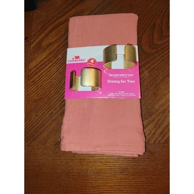Way to Celebrate Valentine's Day Dining for Two 4 pc Napkin & Ring Set - Image 1 of 2
