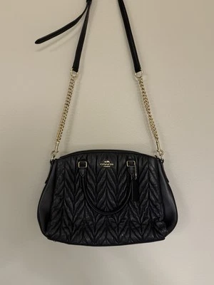 Coach F30650 Mini Sage Quilted Leather Crossbody Shoulder Bag Satchel Black Used - Image 1 of 4