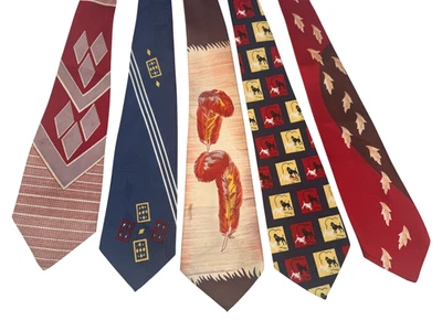 Lote de 5 corbatas vintage para hombre de la década de 1940 | Corbatas novedosas Swing Era Silk Rayon MCM Foto 1 de 4