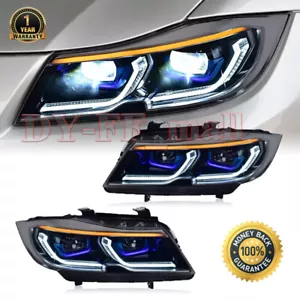 Coppia Fari Led Montaggio per BMW Serie 3 E90 2005-2012 Frecce Sequenziali HID - Foto 1 di 24