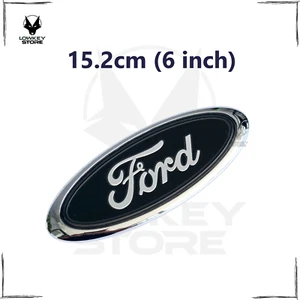 Ford Oval Badge Black Chrome 6 INCH (15.2cm) Rear Emblem Transit Custom Tourneo - Picture 1 of 4