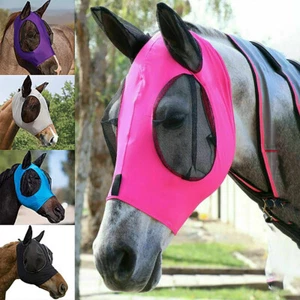 Horse Head Protection Face Mask Anti Mosquito Fly Insect Bites Breathable Cover - Picture 1 of 17