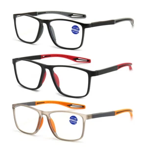 Square Blue Light Blocking Reading Glasses Sports Presbyopic Readers Glasses NEW - Picture 1 of 17