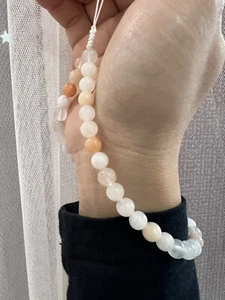Pink Aventurine Stone Beaded Wrist Strap, Phone Lanyard, Camera Strap, Gift Idea - Picture 1 of 3