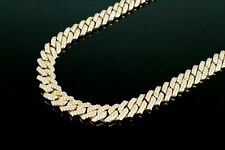 14mm CUBAN PRONG 20ct VVS1 Lab Diamonds Gold Finish Chain Necklace