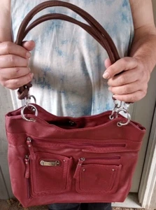 Rosetti Burgundy Faux Reptile Leather Shoulder Handbag Large - Picture 1 of 7