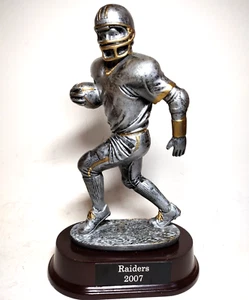 9" Football Trophy Running Back on Base Silver Tone with Gold Trim 2007 Raiders - Picture 1 of 4