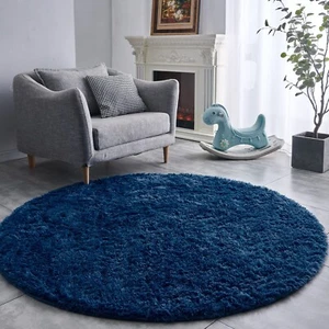 FJZFING Navy Blue Round Rug Ultra-Soft Plush Modern 6x6 Circle Area Rug for K... - Picture 1 of 6