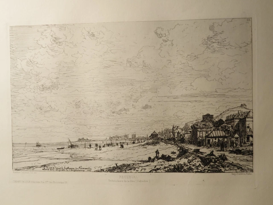 Maxime LALANNE 1827-1886 Gravure HOULGATE BEUZEVAL CALVADOS IMPRESSIONNISME 1870 - Photo 1/4