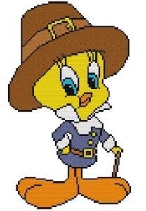 KREUZSTICH + BASTELMUSTER Looney Tunes Tweety Vogel Erntedank Pilger Herbst - Bild 1 von 16