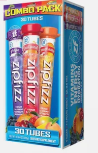 ZIPFIZZ Multi-Vitamin Energy Hydration Drink Mix Variety Pack 30 Tubes - Picture 1 of 6