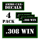 308 WIN Ammo Can 4x Labels Ammunition Case 3"x1.15" stickers decals 4 pack