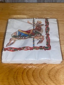 Tovaglioli Bevande Natalizie Vintage 1994 Potpourri Press 16 Ct Renne 10 X 10 - Foto 1 di 4