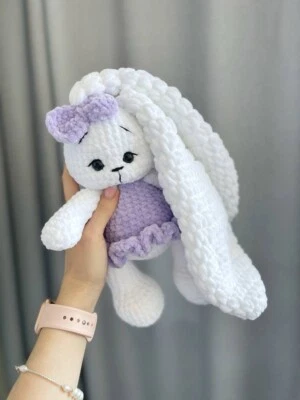 Handmade Knitted Crochet Plush Toy Amigurumi Rabbit Gift - Image 1 of 4