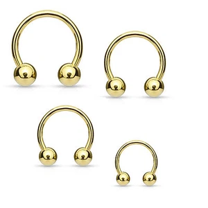 Pair 16G Gold Plated Horseshoe, Septum Tragus Ear Cartilage Lip Piercing  - Picture 1 of 2