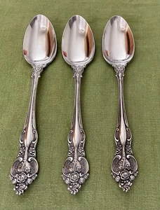 Vintage Set Of 3 NORTHLAND OHS64 Scroll Floral Heavy Stainless Steel SOUP SPOONS - Picture 1 of 7