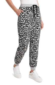 MSRP $79 Vince Camuto Cozy Leopard Print Joggers Gray Size XL - Picture 1 of 4