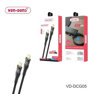 Transparent Type C to Type C Cable - Fast Charging & Data Sync, Heat Resistant - Picture 1 of 5