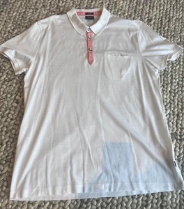 Mens Hugo Boss Polo Shirt White With Pink Trim Modern Fit XXXL Fits Like L/XL - Picture 1 of 6
