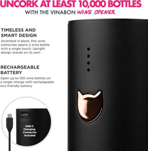 Sacacorchos Botella Recargable Premium 2025 Abridor de Vino Eléctrico con Cortador de Lámina - Imagen 1 de 7