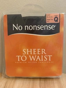 No Nonsense Sheer to Waist Pantyhose Premium Nylon Pantyhose OFF BLACK Sz Queen - Picture 1 of 6